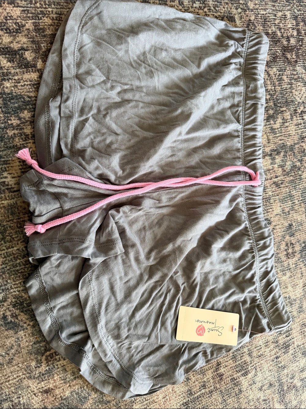 Sleepy Time Women's Gray Pajama Shorts with Pink Drawstring